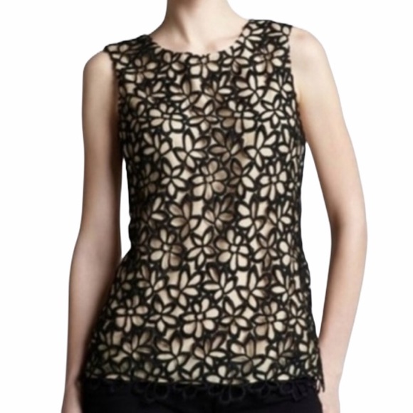 Lela Rose Tops - [Nieman Marcus/Lela Rosa] Floral Crochet Silk Top